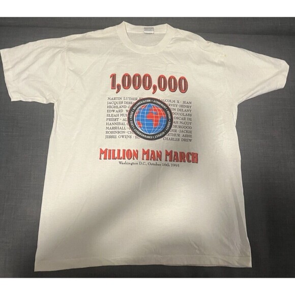 Vintage 90s 1995 Million Man March Tee Single Stitch Size XL Rare - Picture 1 of 11
